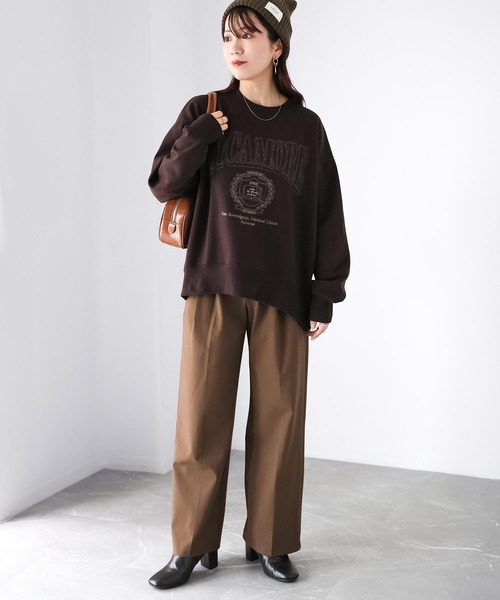 Riberry(リベリー)の「カレッジロゴ刺繍裏起毛スウェット(スウェット・レディース・ダークブラウン/チャコールグレー/オートミール・FREE)」の21枚目の写真