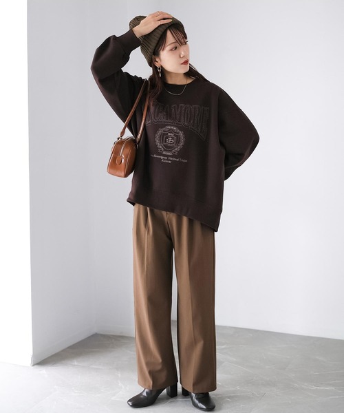 Riberry(リベリー)の「カレッジロゴ刺繍裏起毛スウェット(スウェット・レディース・ダークブラウン/チャコールグレー/オートミール・FREE)」の20枚目の写真