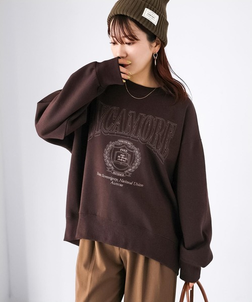 Riberry(リベリー)の「カレッジロゴ刺繍裏起毛スウェット(スウェット・レディース・ダークブラウン/チャコールグレー/オートミール・FREE)」の22枚目の写真