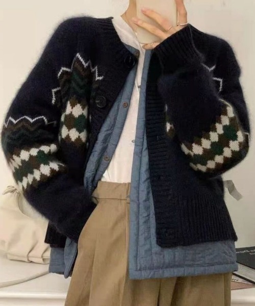 Ritzy(リッツィー)の「ノルディック柄 ニットカーディガン(カーディガン/ボレロ・レディース・ベージュ/ネイビー/ブラウン・FREE)」の19枚目の写真