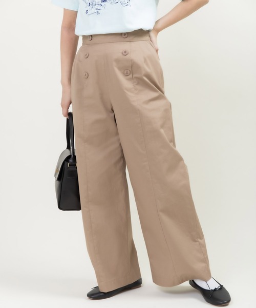 CHILD WOMAN(チャイルドウーマン)の「ツイル 後ろレースアップセーラーパンツ(その他パンツ・レディース・ベージュ/ネイビー・36/38)」の2枚目の写真