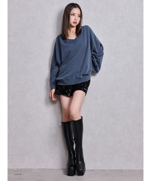 GYDA（ジェイダ）の「VネックSMIRK BUNNYスウェットトップス（スウェット・レディース・ブラック/オフホワイト/ピンク/ネイビー・FREE）」の8枚目の写真