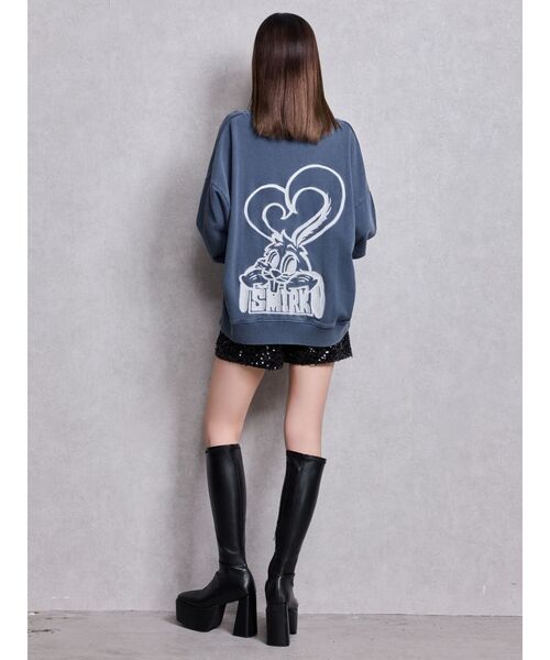 GYDA（ジェイダ）の「VネックSMIRK BUNNYスウェットトップス（スウェット・レディース・ブラック/オフホワイト/ピンク/ネイビー・FREE）」の9枚目の写真