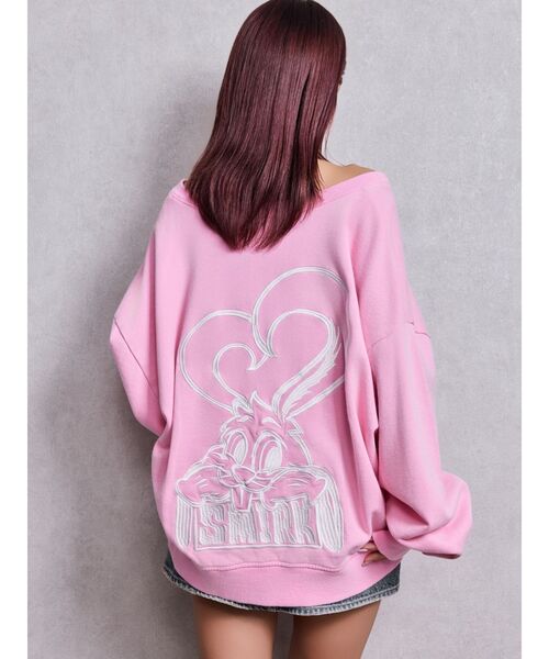 GYDA（ジェイダ）の「VネックSMIRK BUNNYスウェットトップス（スウェット・レディース・ブラック/オフホワイト/ピンク/ネイビー・FREE）」の20枚目の写真