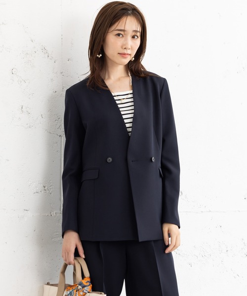 洗えて動けるスーツ】ダブルジャケット＆ワイドパンツセット（スーツ