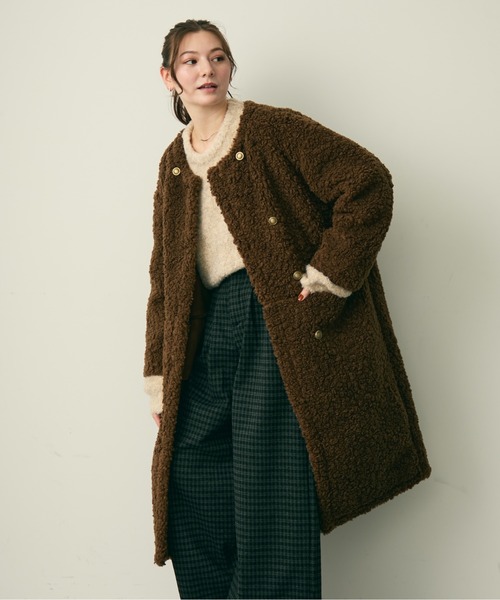 セール】ダブルボタンロングボアコート（その他アウター）｜Lunea