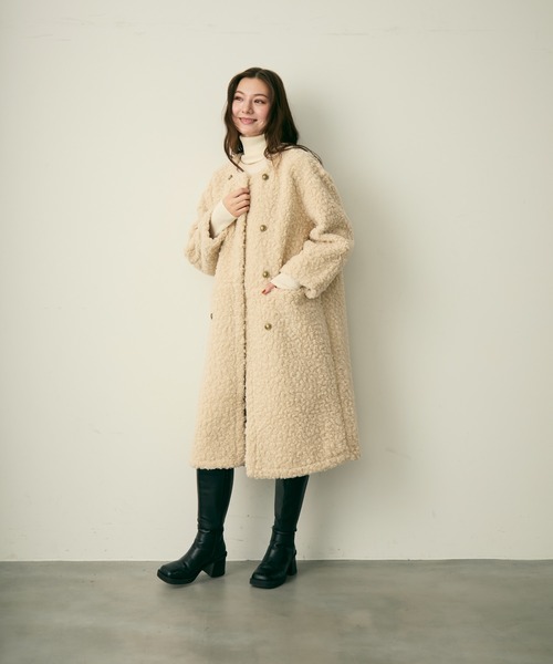 ダブルボタンロングボアコート（その他アウター）｜Lunea（ルネア）の