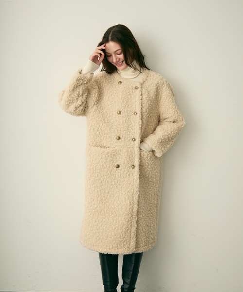 ダブルボタンロングボアコート（その他アウター）｜Lunea（ルネア）の