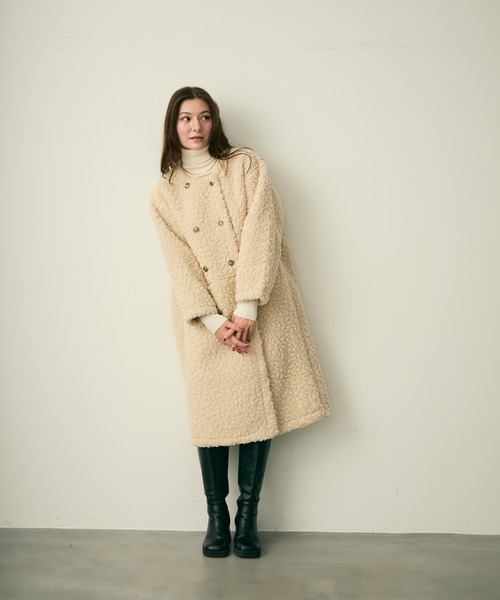 セール】ダブルボタンロングボアコート（その他アウター）｜Lunea