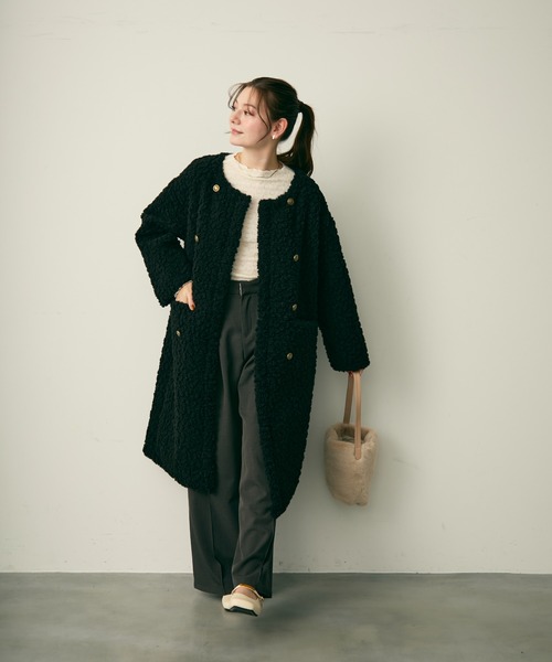 ダブルボタンロングボアコート（その他アウター）｜Lunea（ルネア）の