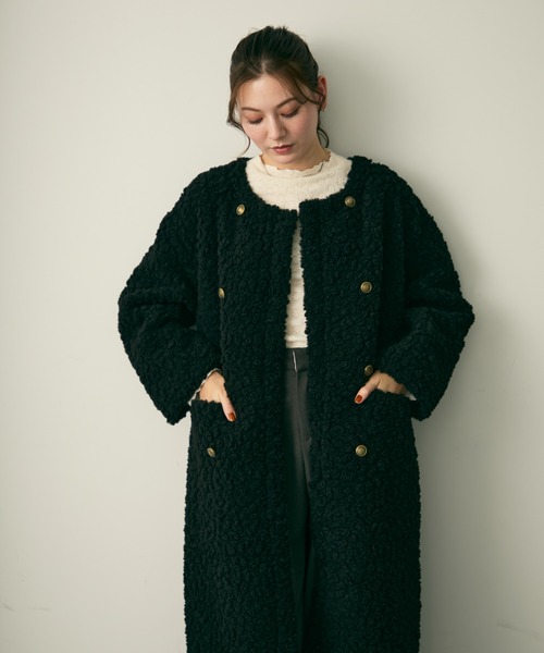 Lunea（ルネア）の「ダブルボタンロングボアコート（その他アウター・レディース・ベージュ/ブラック/ブラウン・FREE）」の20枚目の写真