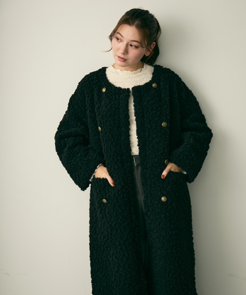 Lunea（ルネア）の「ダブルボタンロングボアコート（その他アウター・レディース・ベージュ/ブラック/ブラウン・FREE）」の21枚目の写真