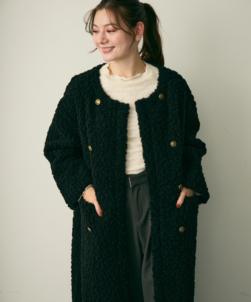 Lunea（ルネア）の「ダブルボタンロングボアコート（その他アウター・レディース・ベージュ/ブラック/ブラウン・FREE）」の22枚目の写真