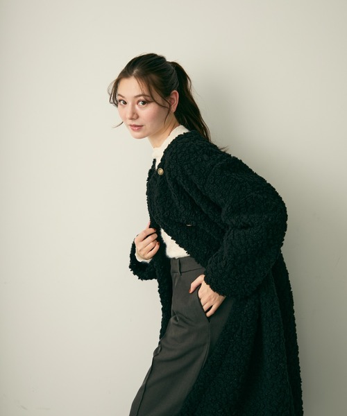 Lunea（ルネア）の「ダブルボタンロングボアコート（その他アウター・レディース・ベージュ/ブラック/ブラウン・FREE）」の11枚目の写真