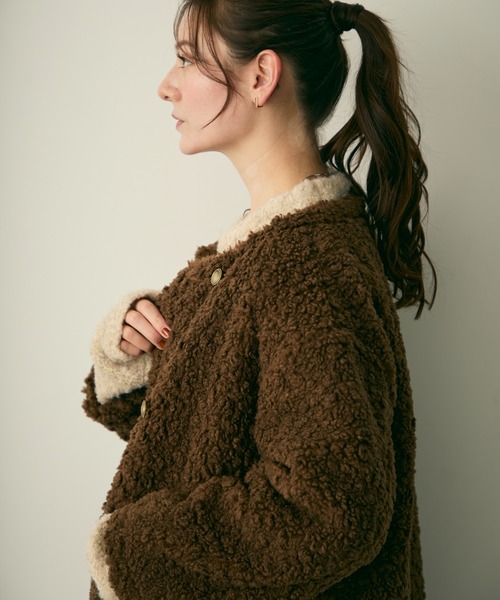 Lunea（ルネア）の「ダブルボタンロングボアコート（その他アウター・レディース・ベージュ/ブラック/ブラウン・FREE）」の13枚目の写真