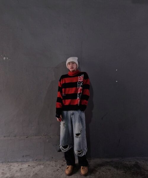 MAINBOOTH(メインブース)の「Free Stains Damage Sweater(RED)(ニット/セーター・レディース・その他・2/3)」の5枚目の写真