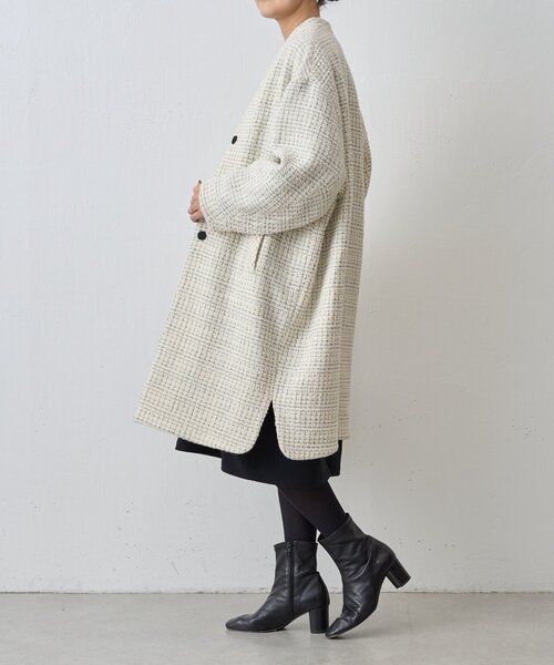 BEARDSLEY（ビアズリー）の「チェックツイードロングコート（その他アウター・レディース・ブラック/アイボリー・FREE）」の10枚目の写真