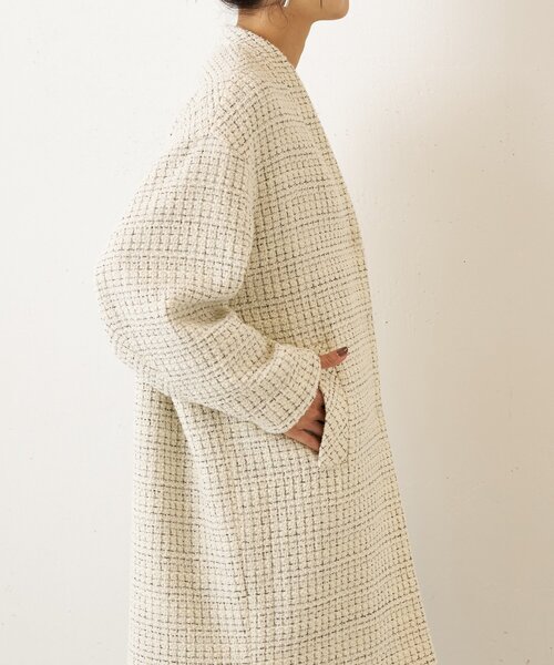 BEARDSLEY（ビアズリー）の「チェックツイードロングコート（その他アウター・レディース・ブラック/アイボリー・FREE）」の14枚目の写真