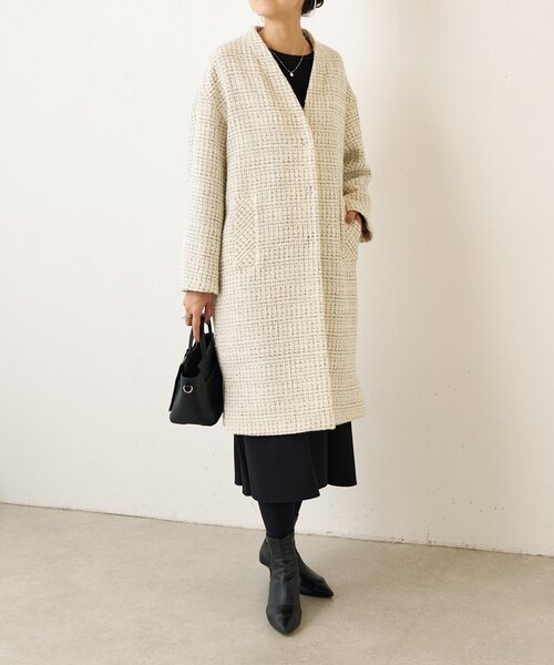 BEARDSLEY（ビアズリー）の「チェックツイードロングコート（その他アウター・レディース・ブラック/アイボリー・FREE）」の15枚目の写真