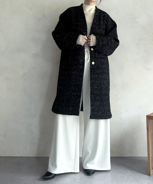 BEARDSLEY（ビアズリー）の「チェックツイードロングコート（その他アウター・レディース・ブラック/アイボリー・FREE）」の19枚目の写真