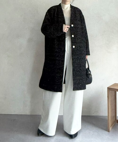 BEARDSLEY（ビアズリー）の「チェックツイードロングコート（その他アウター・レディース・ブラック/アイボリー・FREE）」の20枚目の写真