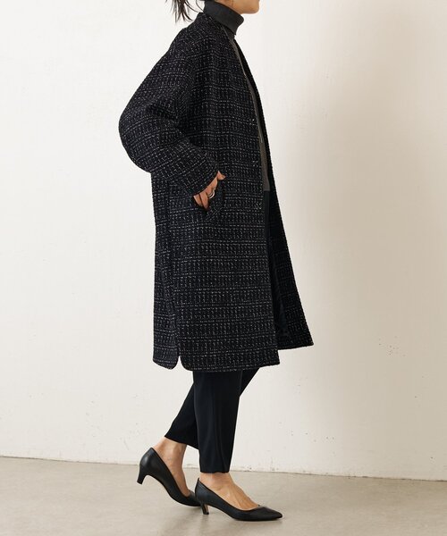 BEARDSLEY（ビアズリー）の「チェックツイードロングコート（その他アウター・レディース・ブラック/アイボリー・FREE）」の22枚目の写真