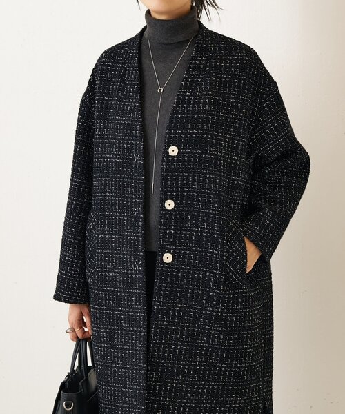 チェックツイードロングコート（その他アウター）｜BEARDSLEY