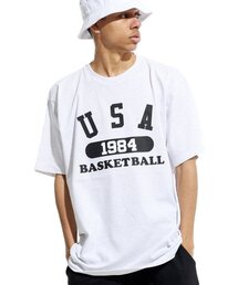 ユエスエイバスケットボール 半袖Tシャツ ライトグレー ブラック