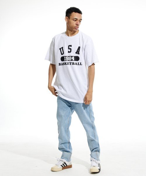 CREAM SODA LAB(クリームソーダラボ)の「ユエスエイバスケットボール 半袖Tシャツ ライトグレー ブラック(Tシャツ/カットソー・メンズ・その他・LARGE/MEDIUM/X-LARGE/XX-LARGE)」の4枚目の写真