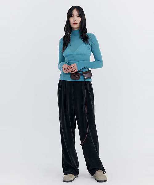 WNDERKAMMER（ブンダーカンマー）の「Knit Rib Half Turtleneck T-shirt_Blue（Tシャツ/カットソー・レディース・その他・SMALL）」の2枚目の写真