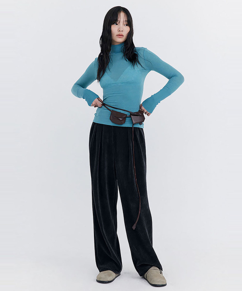 WNDERKAMMER（ブンダーカンマー）の「Knit Rib Half Turtleneck T-shirt_Blue（Tシャツ/カットソー・レディース・その他・SMALL）」の6枚目の写真