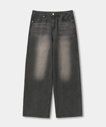 コーデュロイワイドデニムパンツ (WASHED GREY)
