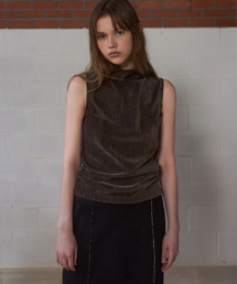 Velour high-neck sleeveless (brown)