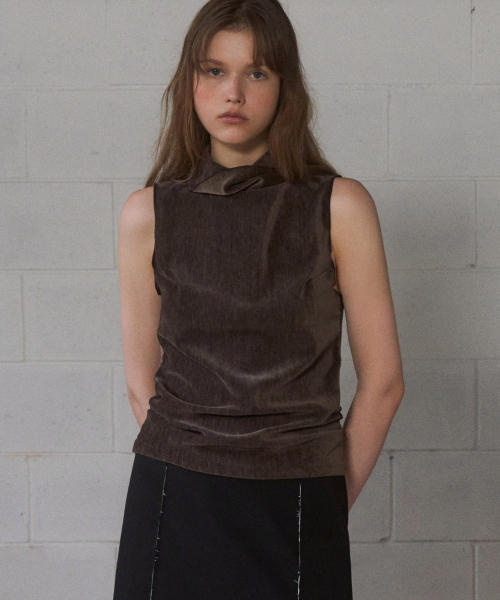 ANDNEEDS(アンドニーズ)の「Velour high-neck sleeveless (brown)(ベスト・レディース・その他・FREE)」の2枚目の写真