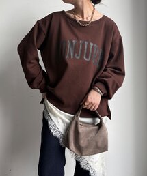 前後ロゴプリント裏起毛プルオーバー