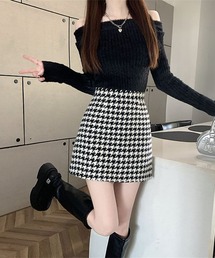 千鳥チェック 台形ミニスカート