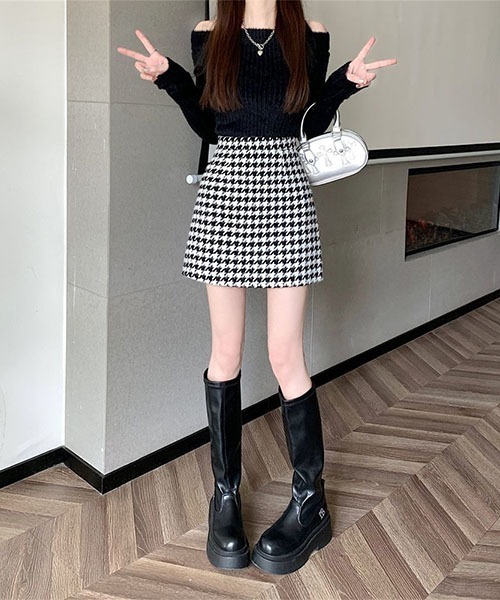 gossip!ロサンゼルス(ゴシップロサンゼルス)の「千鳥チェック 台形ミニスカート(スカート・レディース・ブラウン/ブラック・M/S)」の21枚目の写真