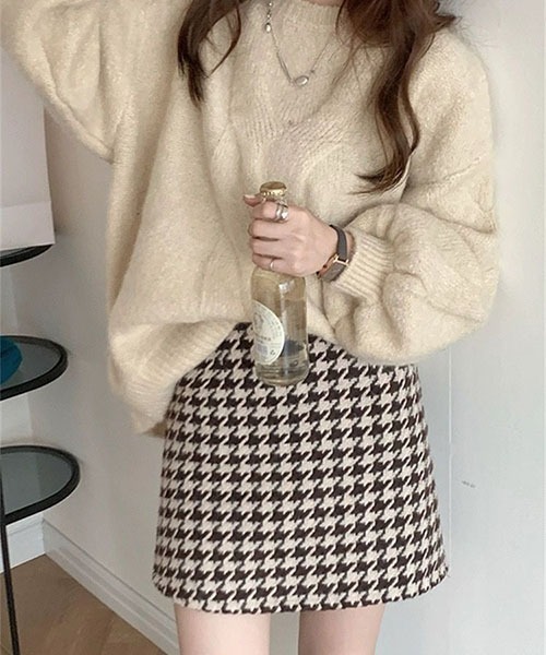 gossip!ロサンゼルス(ゴシップロサンゼルス)の「千鳥チェック 台形ミニスカート(スカート・レディース・ブラウン/ブラック・M/S)」の12枚目の写真