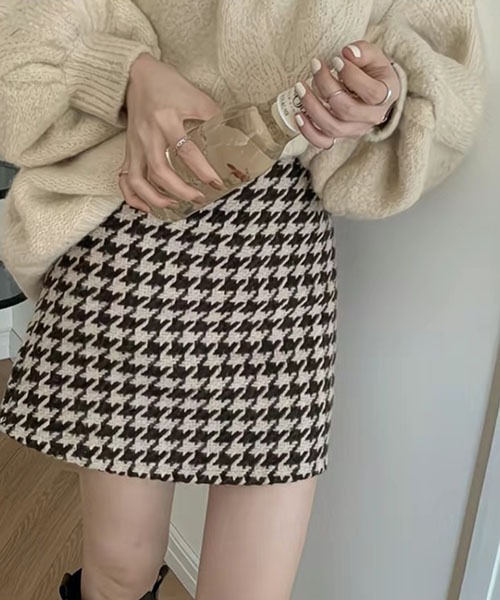 gossip!ロサンゼルス(ゴシップロサンゼルス)の「千鳥チェック 台形ミニスカート(スカート・レディース・ブラウン/ブラック・M/S)」の5枚目の写真