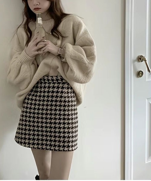 gossip!ロサンゼルス(ゴシップロサンゼルス)の「千鳥チェック 台形ミニスカート(スカート・レディース・ブラウン/ブラック・M/S)」の16枚目の写真