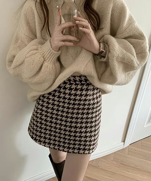 gossip!ロサンゼルス(ゴシップロサンゼルス)の「千鳥チェック 台形ミニスカート(スカート・レディース・ブラウン/ブラック・M/S)」の14枚目の写真