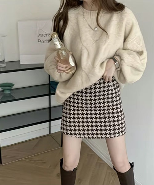 gossip!ロサンゼルス(ゴシップロサンゼルス)の「千鳥チェック 台形ミニスカート(スカート・レディース・ブラウン/ブラック・M/S)」の13枚目の写真