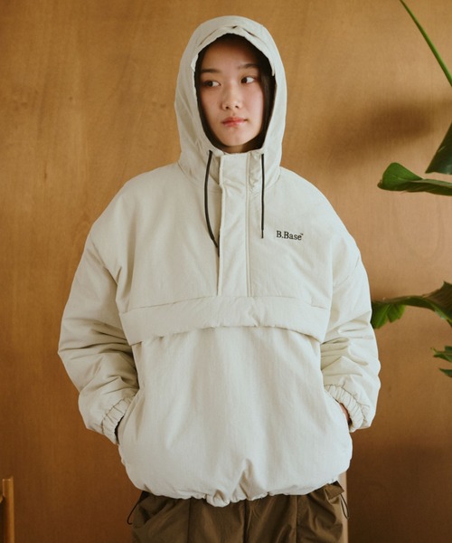 BROKEN BASE（ブロークンベース）の「パデッドナイロンテックアノラック（ナイロンジャケット・メンズ・ベージュ系/バーガンディー/ブルー系/カーキ系/ブラック系/ネイビー系・SMALL/MEDIUM/LARGE）」の2枚目の写真
