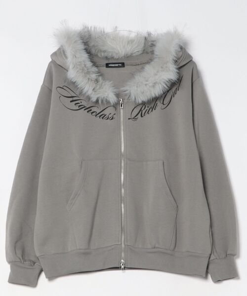 dispark（ディスパーク）の「DISPARK/【25年秋冬新作】ロゴデザインファーパーカー（パーカー・レディース・ホワイト/グレー・FREE）」の2枚目の写真