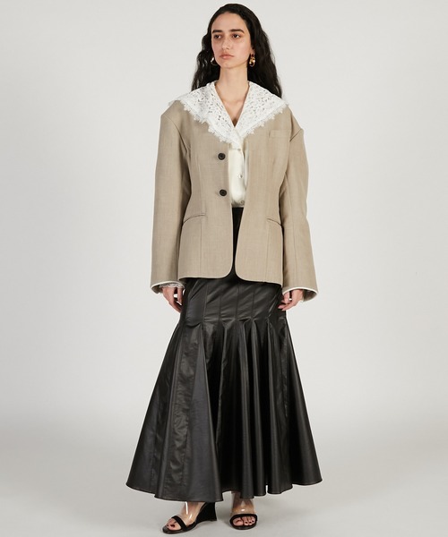 PRANK PROJECT（プランクプロジェクト）の「【2026Spring Pre-Order】ラウンドショルダーノーカラージャケット / Round Shoulder No-Collar Jacket（ノーカラージャケット・レディース・ブラック/ベージュ・FREE）」の5枚目の写真