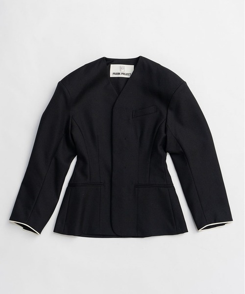 PRANK PROJECT（プランクプロジェクト）の「【2026Spring Pre-Order】ラウンドショルダーノーカラージャケット / Round Shoulder No-Collar Jacket（ノーカラージャケット・レディース・ブラック/ベージュ・FREE）」の18枚目の写真