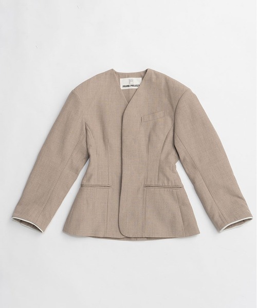 PRANK PROJECT（プランクプロジェクト）の「【2026Spring Pre-Order】ラウンドショルダーノーカラージャケット / Round Shoulder No-Collar Jacket（ノーカラージャケット・レディース・ブラック/ベージュ・FREE）」の17枚目の写真