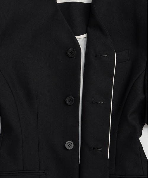 PRANK PROJECT（プランクプロジェクト）の「【2026Spring Pre-Order】ラウンドショルダーノーカラージャケット / Round Shoulder No-Collar Jacket（ノーカラージャケット・レディース・ブラック/ベージュ・FREE）」の21枚目の写真