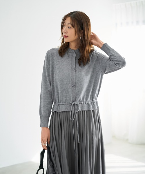 STYLE DELI（スタイルデリ）の「プリーツスカートドッキングワンピース（ワンピース・レディース・ブラック/グレー・FREE）」の4枚目の写真