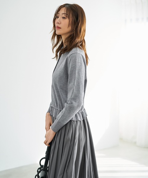 STYLE DELI（スタイルデリ）の「プリーツスカートドッキングワンピース（ワンピース・レディース・ブラック/グレー・FREE）」の6枚目の写真